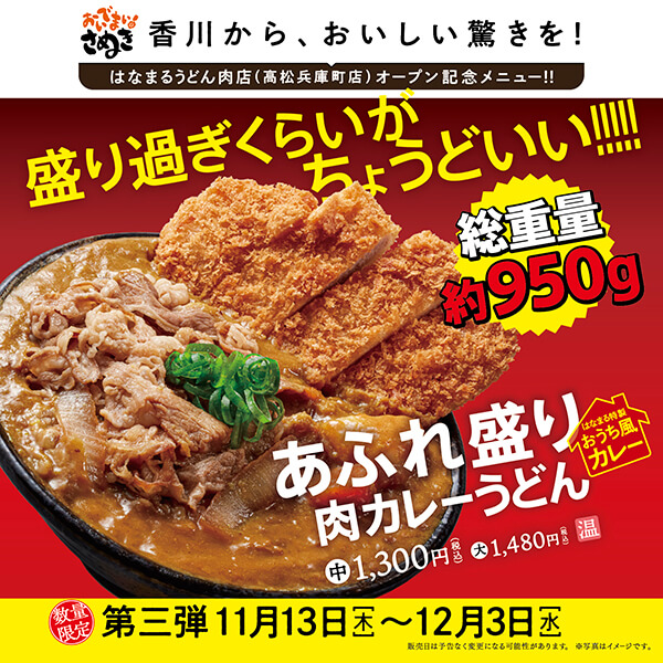 あふれ盛り肉カレーうどん