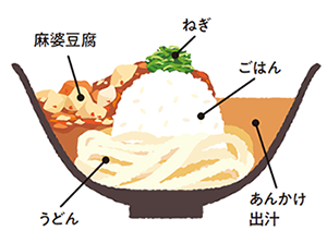 四川風 麻婆丼うどん